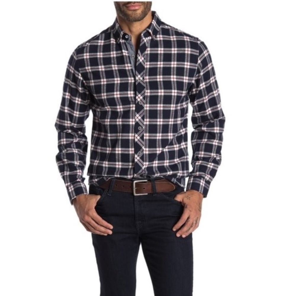 Report Collection Plaid Flannel Slim Fit Shirt